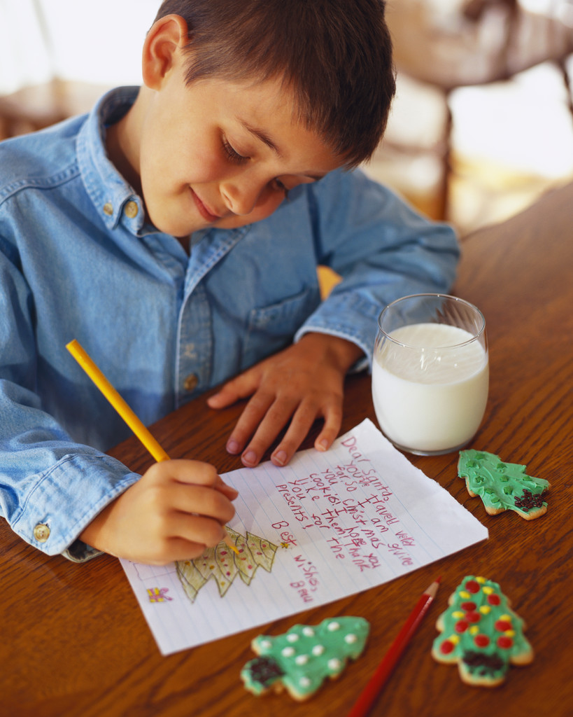 Boy Writing Letter to Santa
